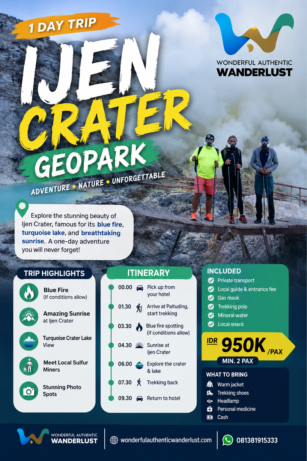 1 Day Trip Ijen Crater Geopark